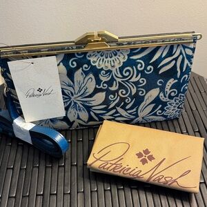 Patricia Nash “Iris” Greek Floral collection leather Clutch/shoulder bag.